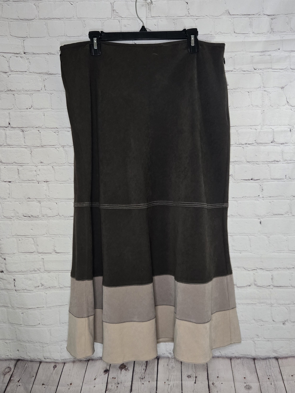 faux suede color blocked maxi skirt Appraisal Woodland Fairy Cottagecore Boho 16